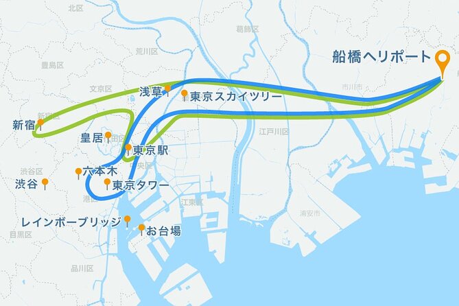 25-Min Downtown Helicopter Tour : Tokyo Skytree and Tokyo Tower - How the 25-minute helicopter route fits Tokyo’s scale