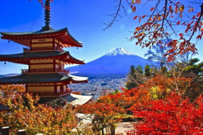 3-Row Luxury Bus Tour to Mt. Fuji, Lake Kawaguchi from Tokyo - Arakurayama Sengen Park: The stairs, the shrine, and the pagoda frames
