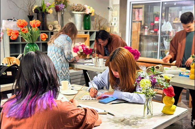 Japanese Fan Painting Workshop ~ in a Tokyo Flower Shop - Why Fan Painting Feels Like a Tokyo Reset