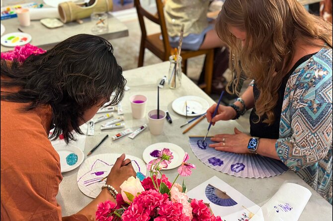 Japanese Fan Painting Workshop ~ in a Tokyo Flower Shop - The Two-Hour Flow: From Welcome to a Finished Fan (Plus Photos)