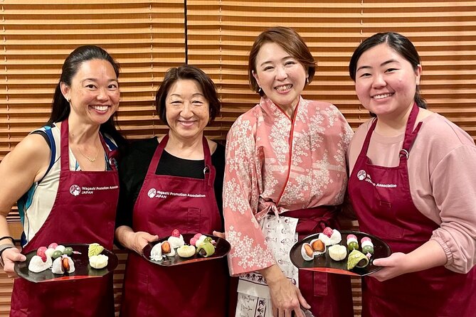 Mochi and Nerikiri Wagashi Combination Cooking Class - Making mochi into strawberry daifuku and dango skewers