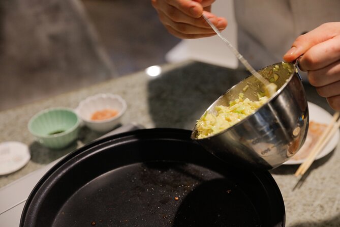 Okonomiyaki making experience~Japanese popular food - Condiments That Matter: Sauce, Mayo, and Aonori