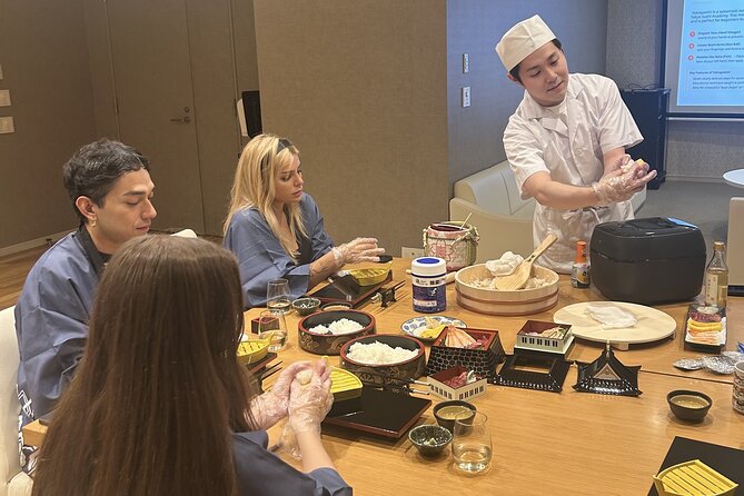 Tokyo Sushi Making Class : Sake Ceremony & Matcha Experience - WASSHOI torched salmon mayo gunkan: the Tokyo twist and the photo moment