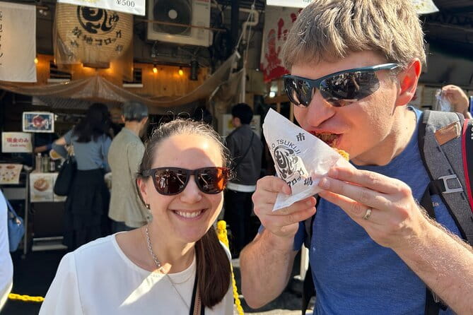 Tokyo Tsukiji Fish Market Food Tour: 15 Stops & Walk Local Street - Tsukiji Hongan-ji Temple: A Calm Reset Before the Market