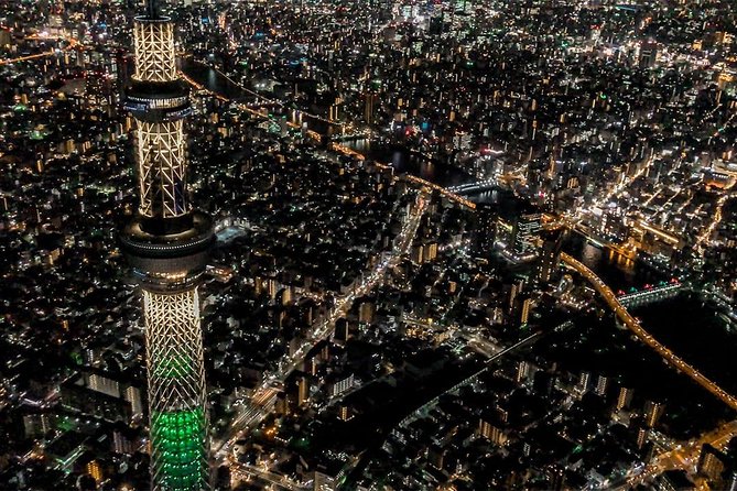 【50 mins】 City lights HelicopterTour: Tokyo and Yokohama plan - Rainbow Bridge at Night: Geometry, Water, and Light Reflections